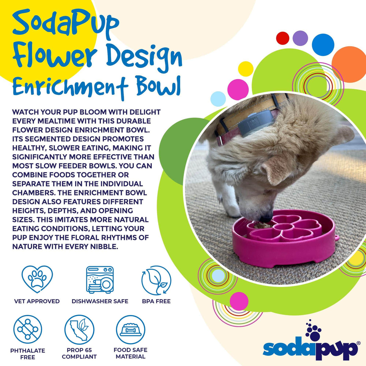 Flower eBowl Deep Slow Feeder Dog Bowl for Enrichment | USA Made - SodaPup/True Dogs, LLC - Flyclothing LLC