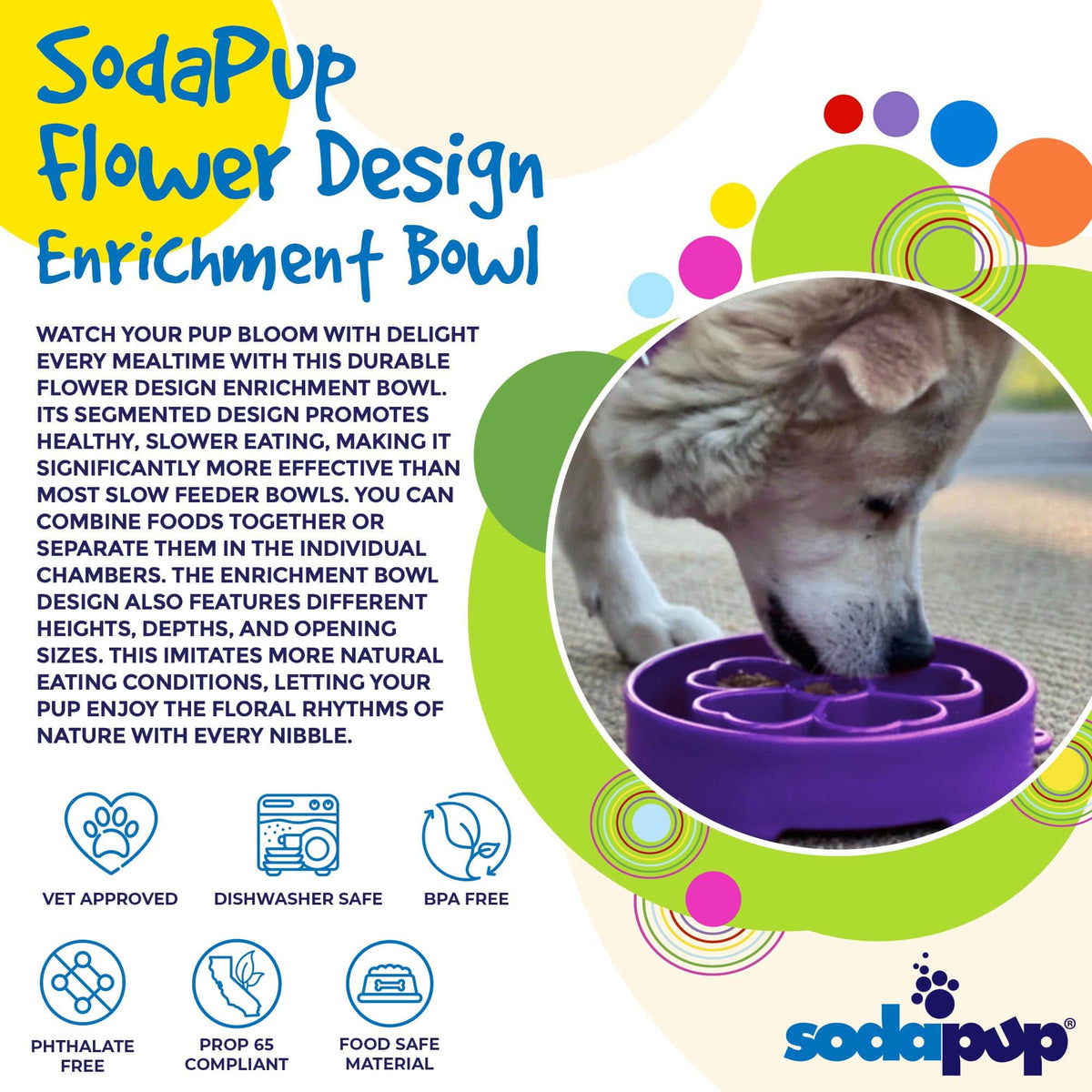 Flower eBowl Deep Slow Feeder Dog Bowl for Enrichment | USA Made - SodaPup/True Dogs, LLC - Flyclothing LLC