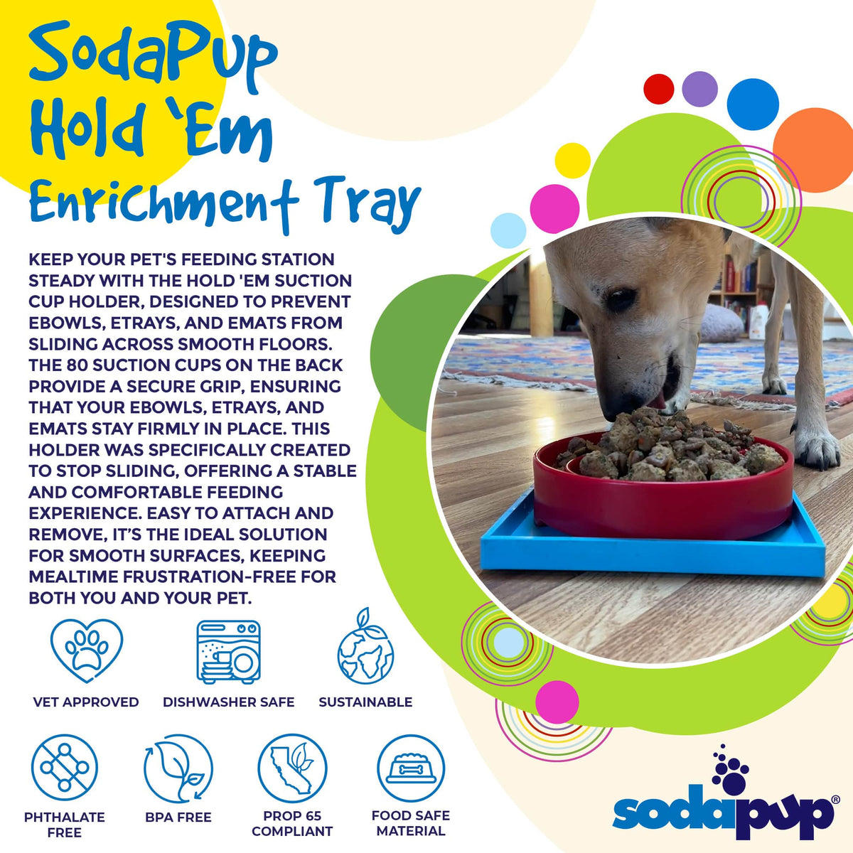 Hold 'em Suction Cup Holder for Dog Bowls & Lick Mats | USA Made - SodaPup/True Dogs, LLC - Flyclothing LLC