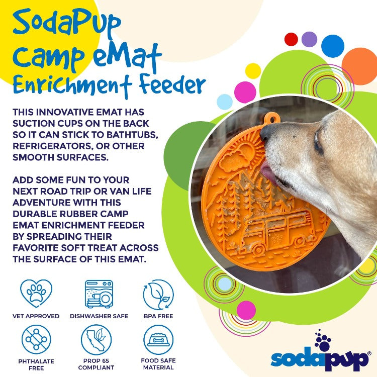 Camp eMat - Enrichment Lick Mat For Dogs and Cats - with Suction Cups | Retro Van Design | USA Made - SodaPup/True Dogs, LLC - Flyclothing LLC