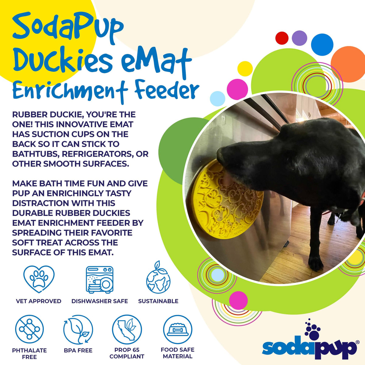 Rubber Duckies emat - Enrichment Lick Mat for Dogs and Cats - with Suction Cups | Bath Time Design | SodaPup USA Made - SodaPup/True Dogs, LLC - Flyclothing LLC