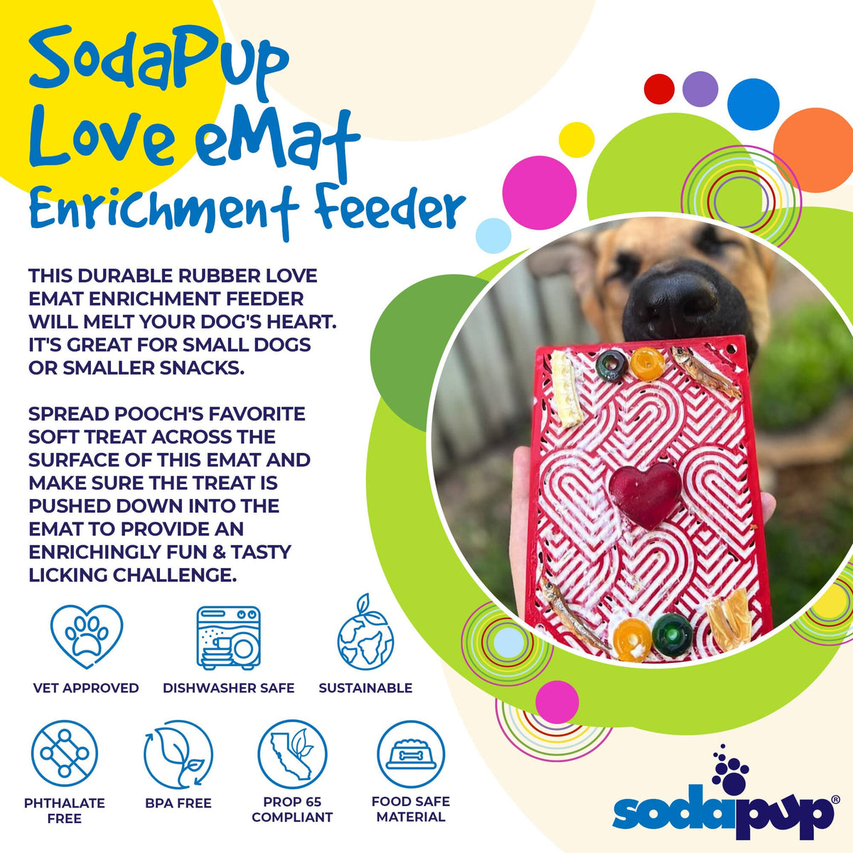 Love eMat - Enrichment Lick Mat for Dogs and Cats| Heart Design | SodaPup - SodaPup/True Dogs, LLC - Flyclothing LLC
