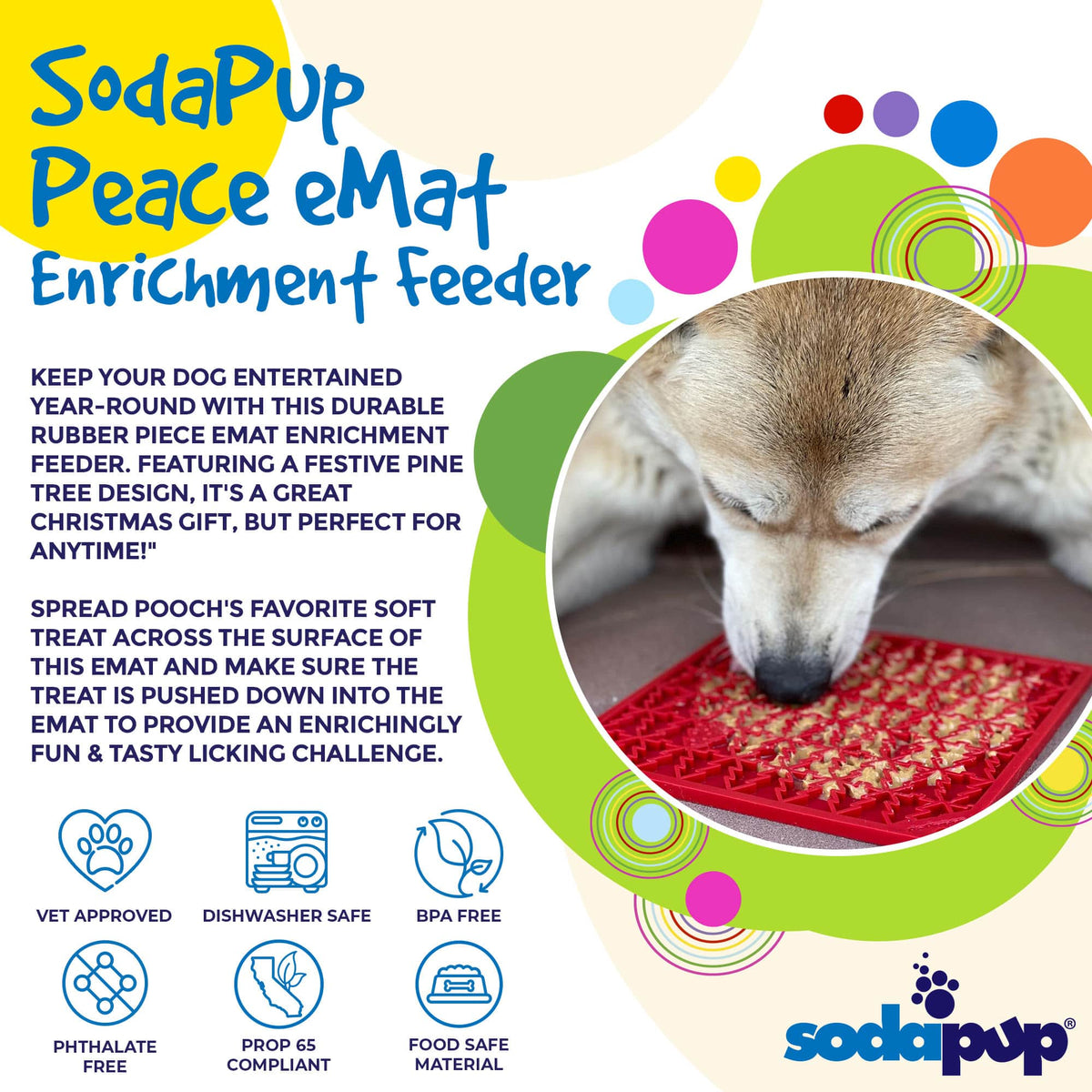 "Peace" Christmas Tree emat - Enrichment Lick Mat for Dogs and Cats | Christmas Tree design | SodaPup - SodaPup/True Dogs, LLC - Flyclothing LLC
