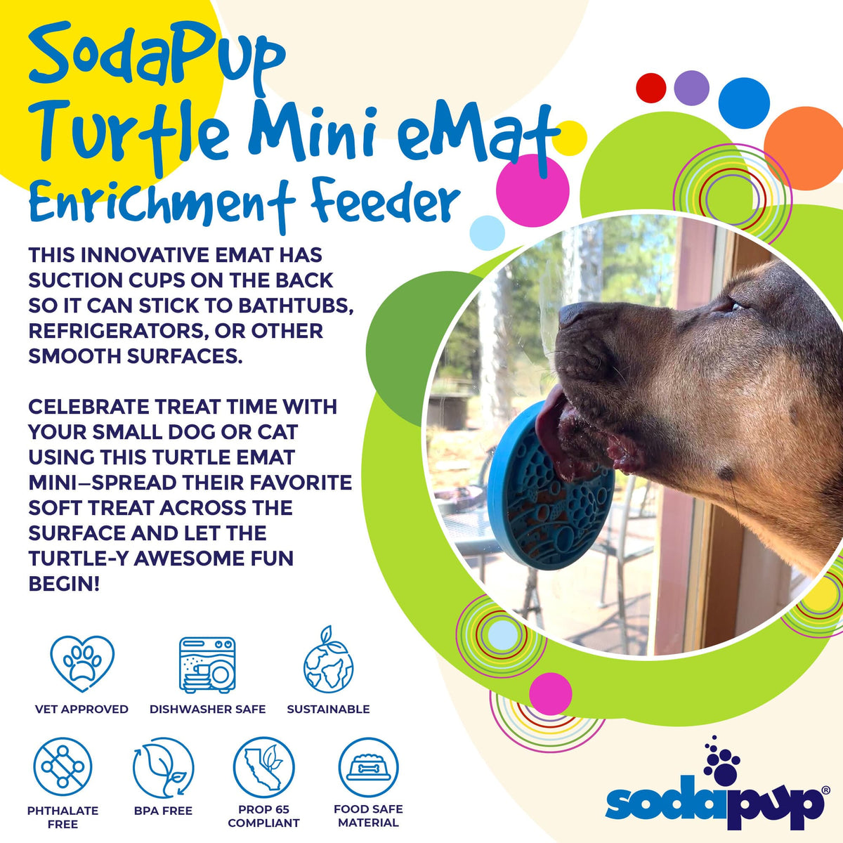 Turtle eMat-Mini Lick Mat with Suction Cups - Small Dogs & Cats | USA - SodaPup/True Dogs, LLC - Flyclothing LLC