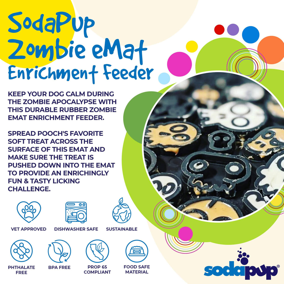 Zombie eMat - Enrichment Lick Mat for Dogs and Cats | Halloween Skull Design | SodaPup - SodaPup/True Dogs, LLC - Flyclothing LLC