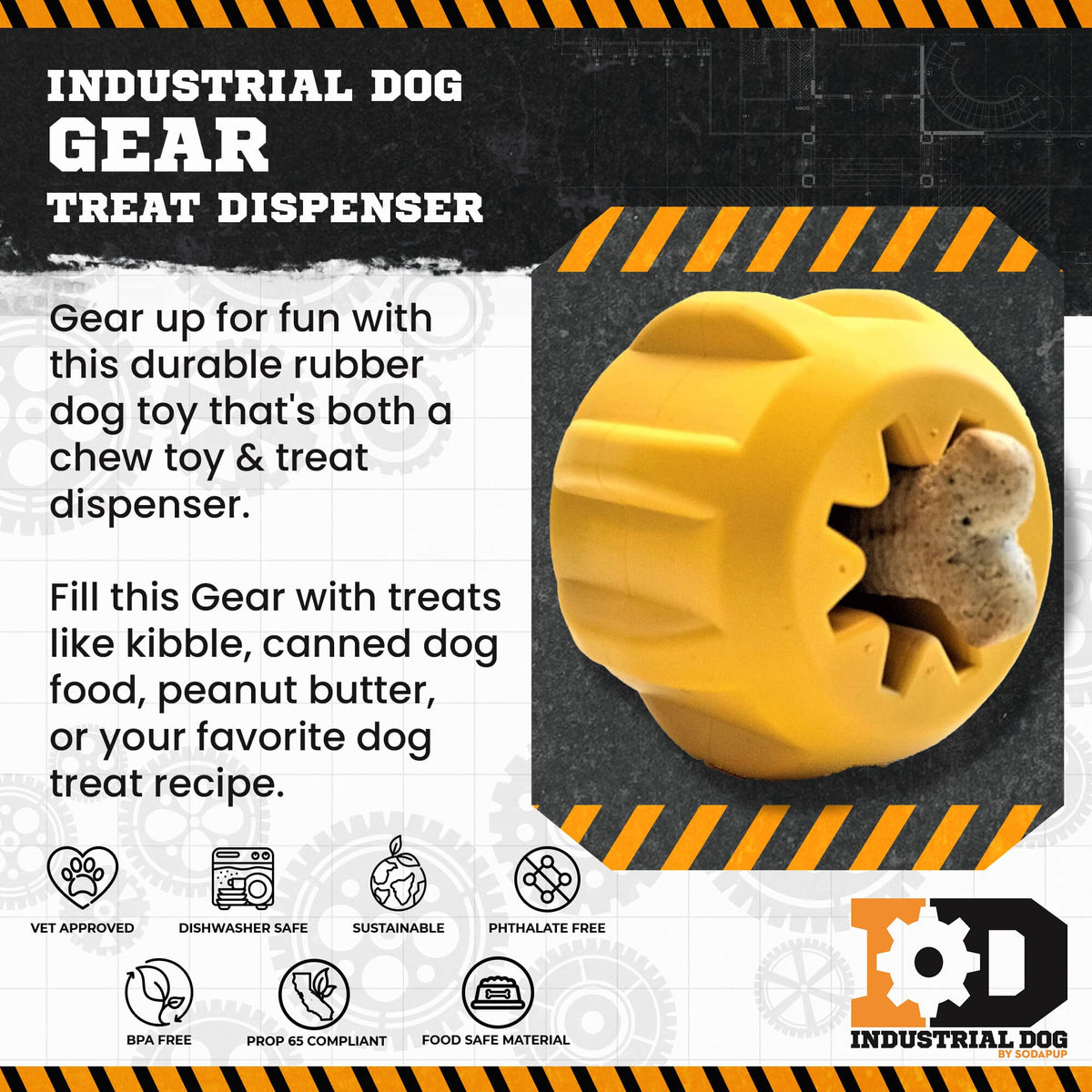 Gear eDispenser - Durable Rubber Yak Chew Holder & Treat Pocket | USA Made - SodaPup/True Dogs, LLC - Flyclothing LLC