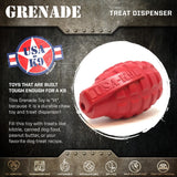 USA-K9 Grenade Rubber Dog Chew Toy | K9 Handler eDispenser Toy | Red & Blue | USA Made - SodaPup/True Dogs, LLC - Flyclothing LLC