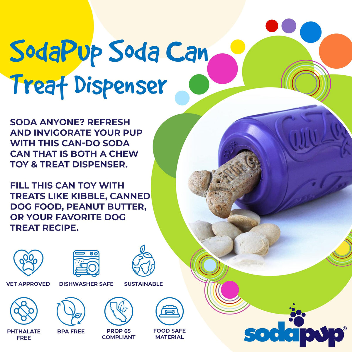 Can Toy Rubber Dog Chew Toy for Average Chewers | Treat Dispenser | USA Made - SodaPup/True Dogs, LLC - Flyclothing LLC