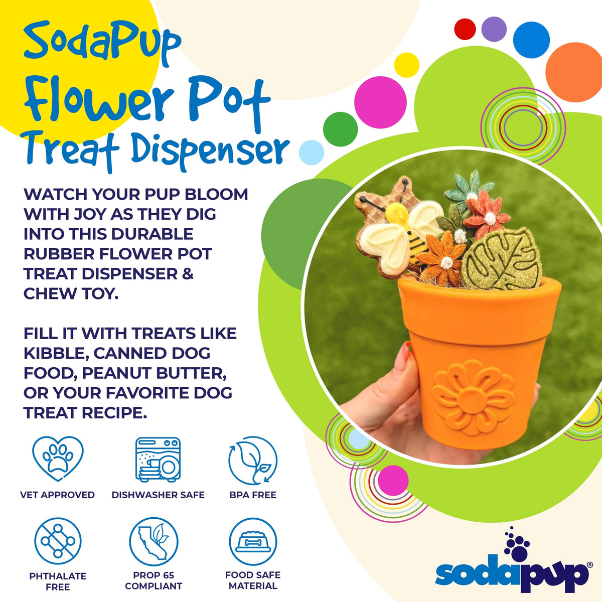 Large Flower Pot eCup Dog Treat Dispenser | Durable USA-Made Enrichment Toy | SodaPup - SodaPup/True Dogs, LLC - Flyclothing LLC