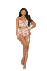 Elegant Moments Eyelash lace bralette with strappy front detail, adjustable straps and clip closure Blush 30021 - Elegant Moments - Flyclothing LLC