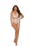 Elegant Moments Eyelash lace bralette with strappy front detail, adjustable straps and clip closure Blush 30021 - Elegant Moments - Flyclothing LLC