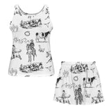 Baha Ranch Ranch Life White Pajama Lounge Tank Shorts Set Made in America