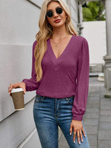 V-Neck Long Sleeve T-Shirt - Trendsi - Flyclothing LLC