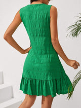 Ruffle Hem Asymmetrical Neck Sleeveless Dress - Trendsi - Flyclothing LLC