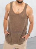 Men's Plus Size Scoop Neck Knit Tank - Trendsi