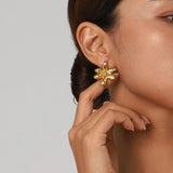 Stainless Steel Flower Earrings - Trendsi
