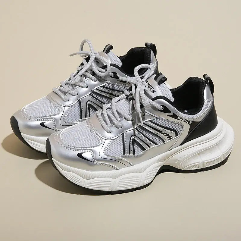 Lace-Up Platform Athletic Shoes - Trendsi - Flyclothing LLC