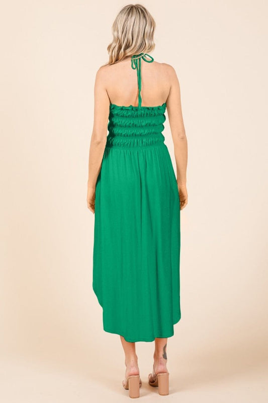 Culture Code Tie Back Shirring Dress with Pockets - Trendsi