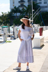 Cotton Gaucho Pants - Nautical Stripe - PLANET by Lauren G - Flyclothing LLC