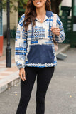 Geometric Quarter Zip Long Sleeve Hoodie - Trendsi - Flyclothing LLC