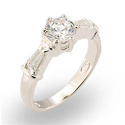 30125 - High-Polished 925 Sterling Silver Ring with AAA Grade CZ  in Clear - Alamode