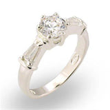 30125 - High-Polished 925 Sterling Silver Ring with AAA Grade CZ  in Clear - Alamode