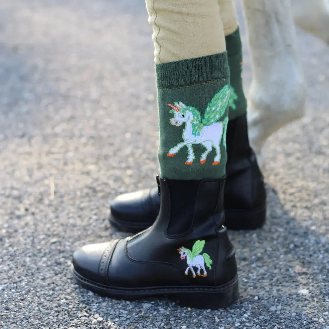 TuffRider Childrens Unicorn Front Zip Paddock Boots Black - Breeches.com - Flyclothing LLC