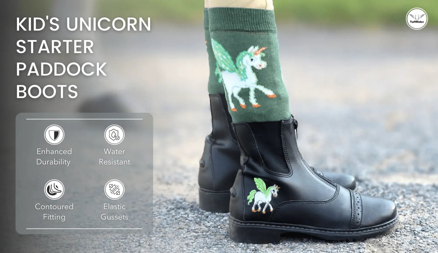 TuffRider Childrens Unicorn Front Zip Paddock Boots Black - Breeches.com - Flyclothing LLC