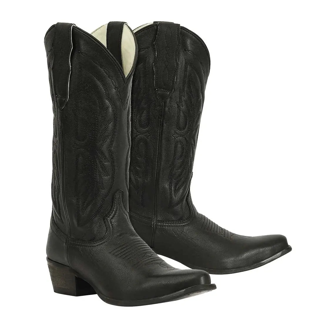 TuffRider Women Cowtown Mid Height Embroidered Leather Snip Toe Western Boots - Breeches.com - Flyclothing LLC