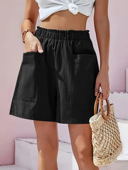 Full Size Pocketed Elastic Waist Shorts - Trendsi