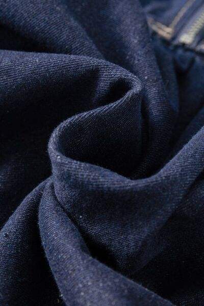 Collared Neck Half Zip Denim Dress - Trendsi - Flyclothing LLC