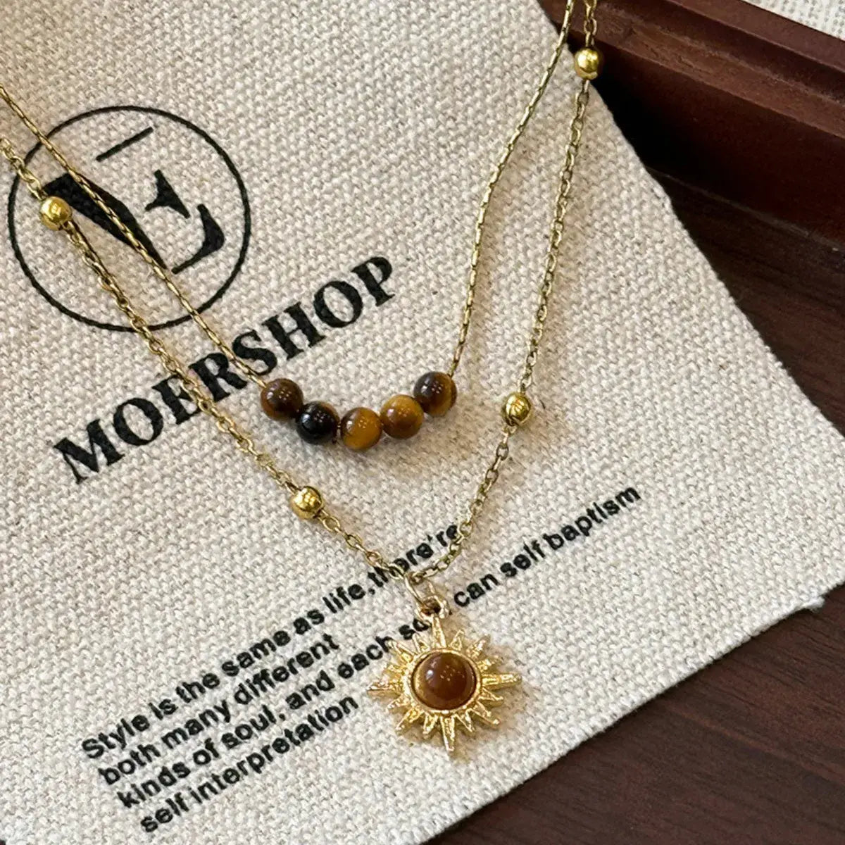 Tiger's Eye Copper Double Layered Necklace - Trendsi - Flyclothing LLC