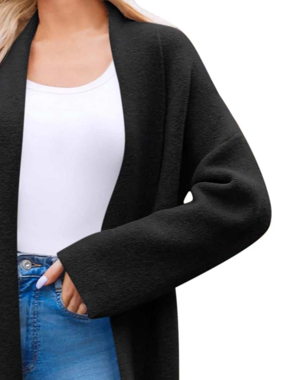 Open Front Longline Coat - Trendsi - Flyclothing LLC