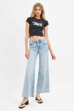 RISEN Full Size Tummy Control Low Rise Wide Leg Raw Cut Hem Jeans Plus Size - Trendsi - Flyclothing LLC