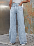 Distressed Wide Leg Jeans with Pockets - Trendsi