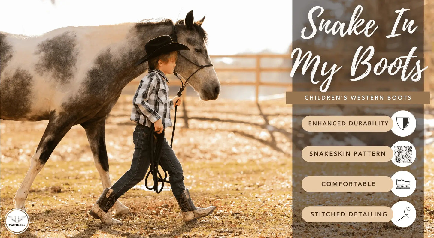 TuffRider Youth Black Snake in My Boot Western Leather Boots - Breeches.com - Flyclothing LLC