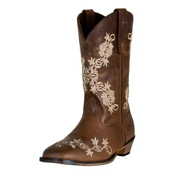 TuffRider Women Mormon Embroidered Leather Square Toe Western Boots - Breeches.com - Flyclothing LLC