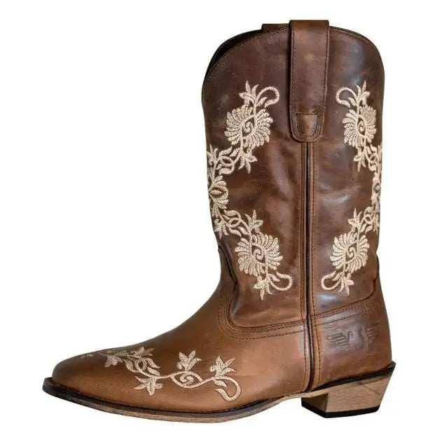 TuffRider Women Mormon Embroidered Leather Square Toe Western Boots - Breeches.com - Flyclothing LLC
