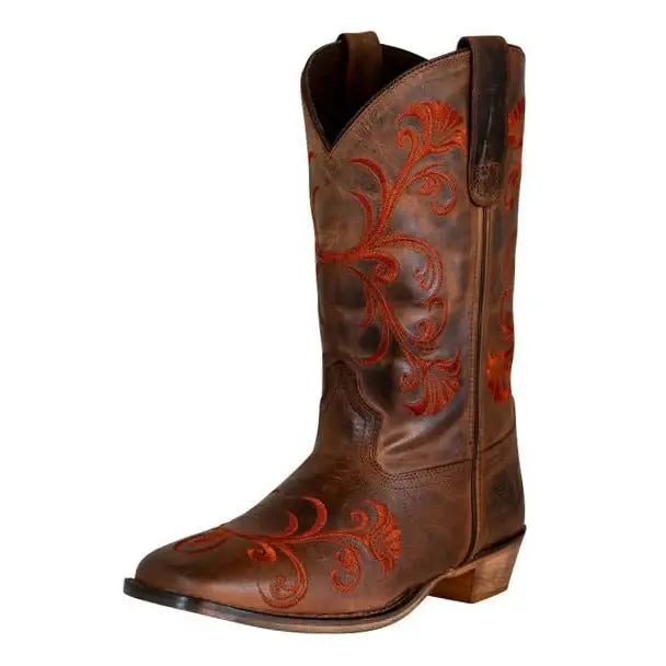 TuffRider Women Signa Floral Embroidered Leather Square Toe Western Boots - Breeches.com - Flyclothing LLC