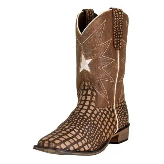 TuffRider Youth Bryce Star Embroidered Printed Square Toe Western Boots - Breeches.com - Flyclothing LLC