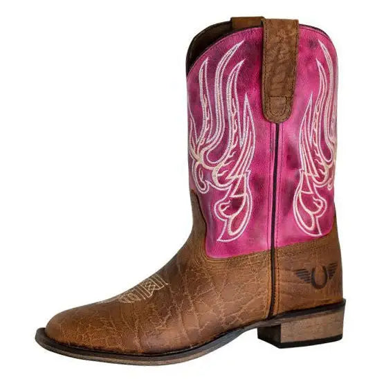 TuffRider Toddlers Arches Flame Embroidered Pink Shaft Square Toe Western Boots - Breeches.com - Flyclothing LLC