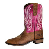 TuffRider Youth Arches Flame Embroidered Pink Shaft Square Toe Western Boots - Breeches.com - Flyclothing LLC