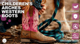 TuffRider Toddlers Arches Flame Embroidered Pink Shaft Square Toe Western Boots - Breeches.com - Flyclothing LLC