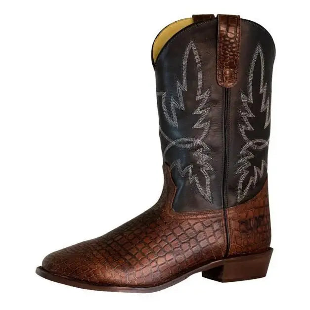 TuffRider Men's Grant Leather Printed Wide Square Toe Western Boots - Breeches.com - Flyclothing LLC
