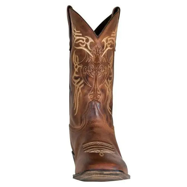 TuffRider Men's Lamar Leather Contrast Stitched Wide Square Toe Western Boots - Breeches.com - Flyclothing LLC