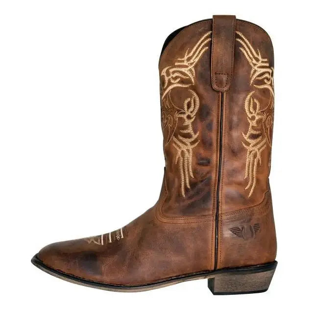 TuffRider Men's Lamar Leather Contrast Stitched Wide Square Toe Western Boots - Breeches.com - Flyclothing LLC