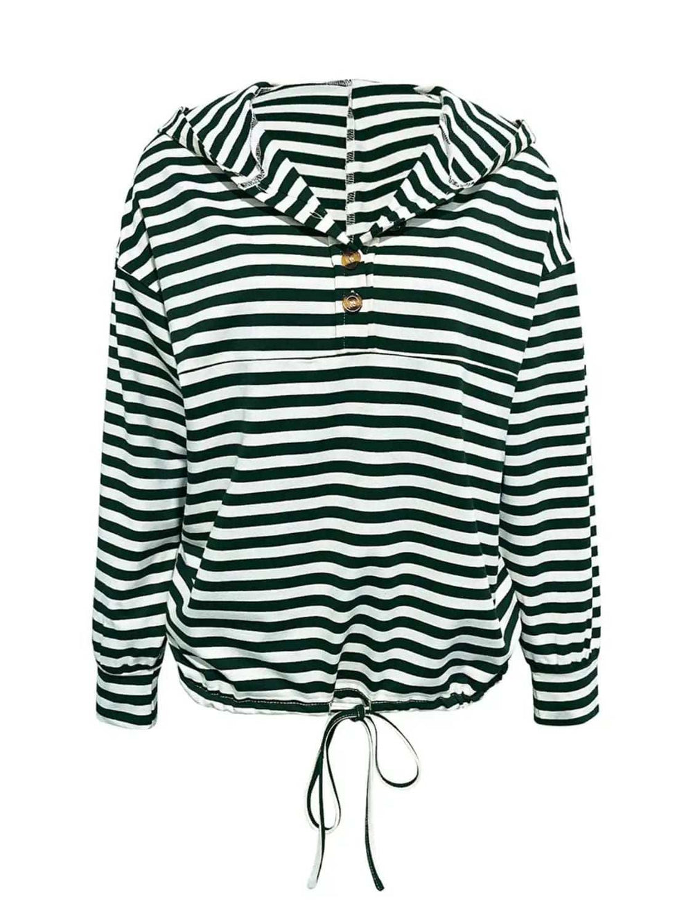 Drawstring Striped Long Sleeve Hoodie - Trendsi - Flyclothing LLC