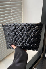 Ruched Heart Clutch with Zipper - Trendsi