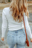 Crisscross V Neck Long Sleeve Knit Top - Trendsi