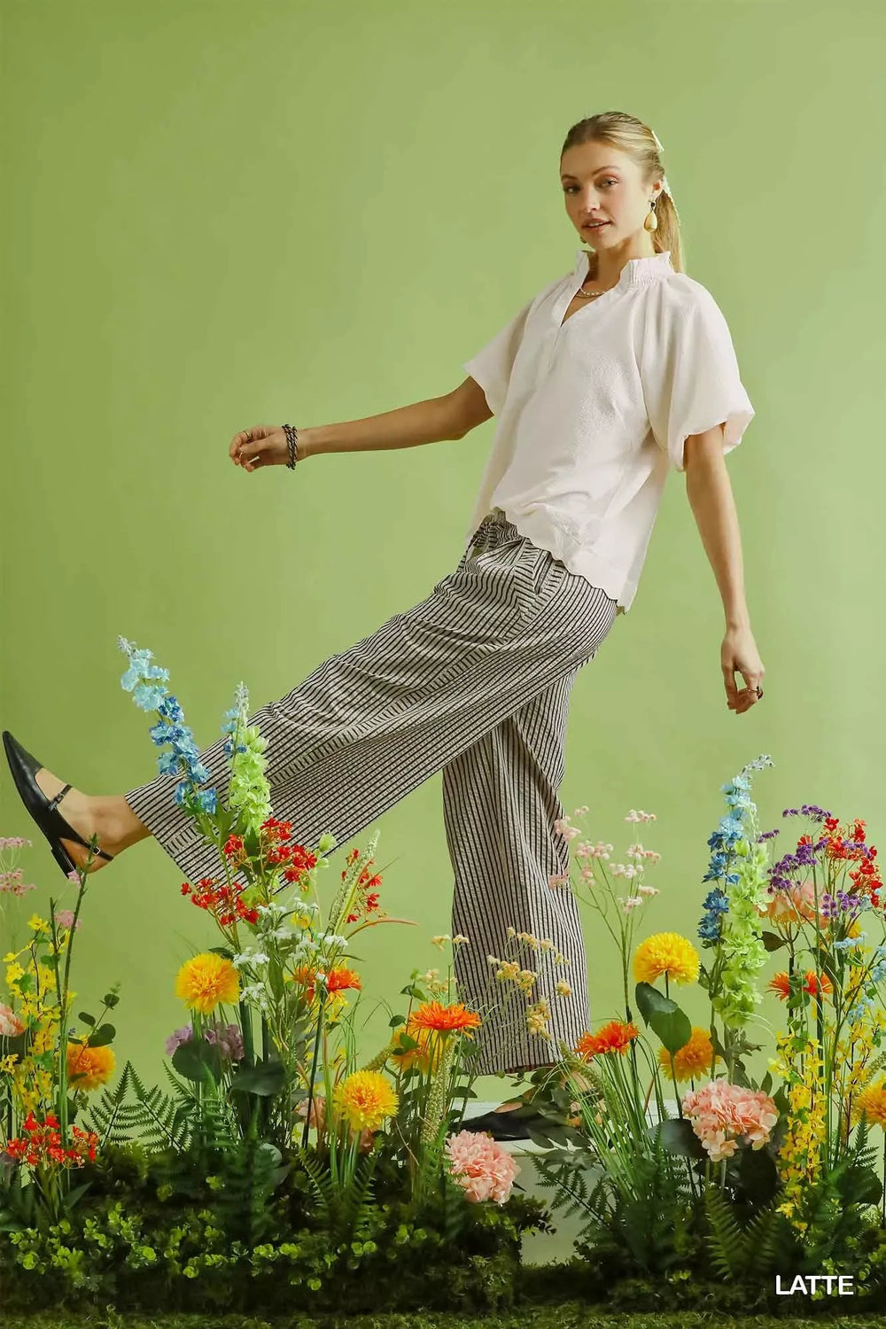 Umgee Drawstring Striped Wide-Leg Pants - Trendsi - Flyclothing LLC